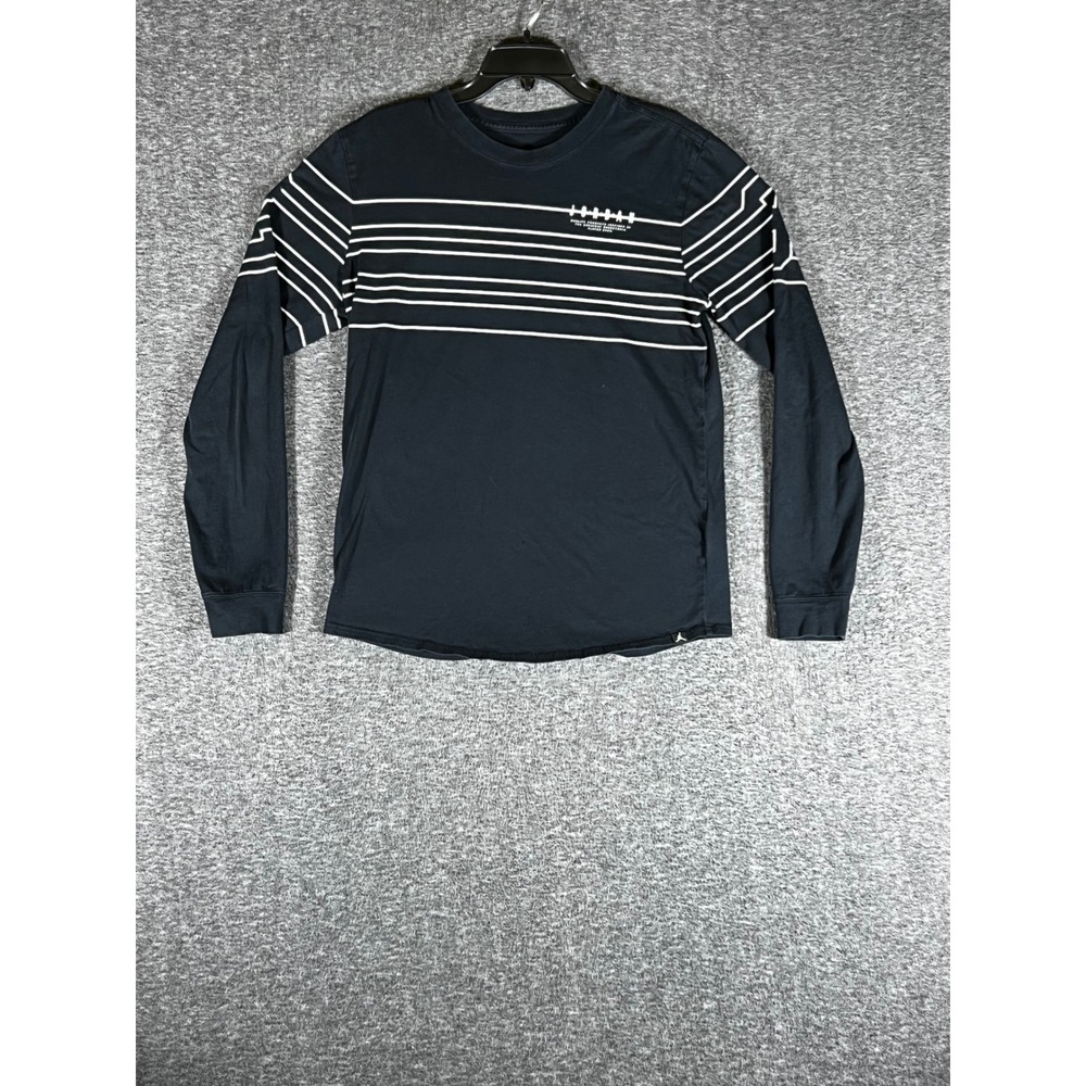 Jordan Mens Long Sleeve Striped Graphic T-Shirt Black White Size M